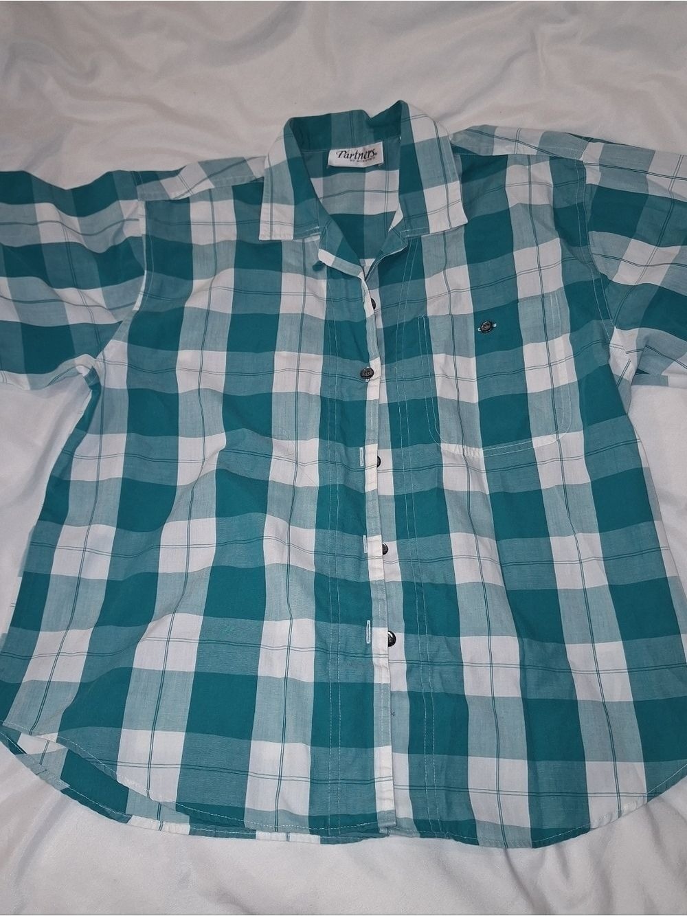 Vintage Mervyns 90s Green Button Down Short Sleeve Shirt XL
